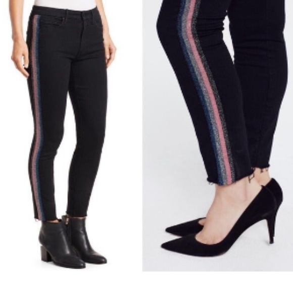 Mother Striped Skinny Jean - Frayed Ankle - Picture 2 of 6